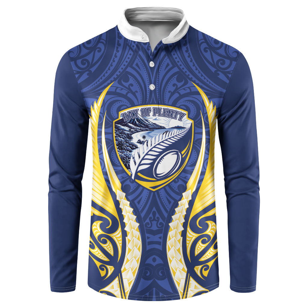 Bay of Plenty 2026 Rugby Custom Button Sweatshirt NZ Maori Silver Fern LT14 Blue - Polynesian Pride
