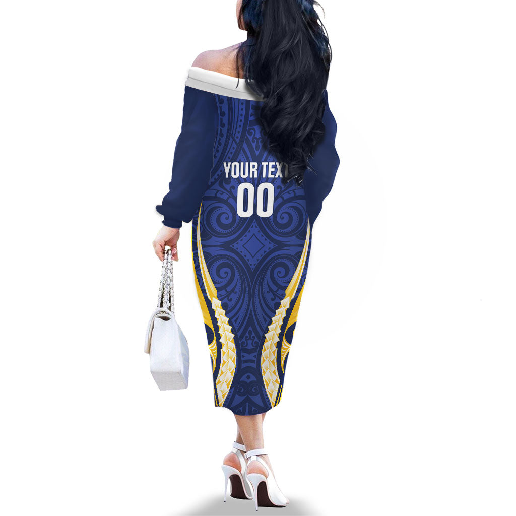 Bay of Plenty 2026 Rugby Custom Family Matching Off The Shoulder Long Sleeve Dress and Hawaiian Shirt NZ Maori Silver Fern LT14 - Polynesian Pride