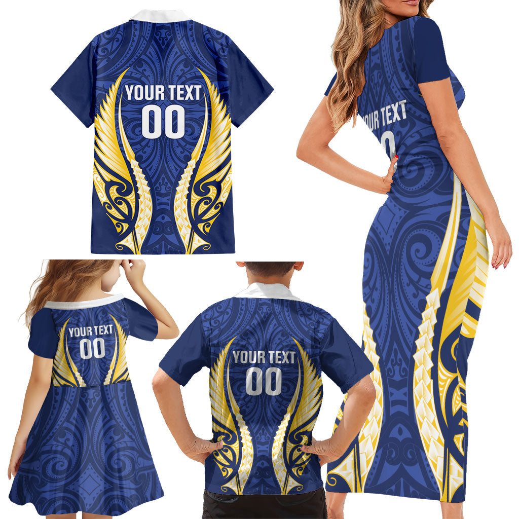Bay of Plenty 2026 Rugby Custom Family Matching Short Sleeve Bodycon Dress and Hawaiian Shirt NZ Maori Silver Fern LT14 - Polynesian Pride