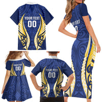 Bay of Plenty 2026 Rugby Custom Family Matching Short Sleeve Bodycon Dress and Hawaiian Shirt NZ Maori Silver Fern LT14 - Polynesian Pride