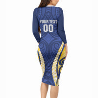 Bay of Plenty 2026 Rugby Custom Long Sleeve Bodycon Dress NZ Maori Silver Fern LT14 - Polynesian Pride
