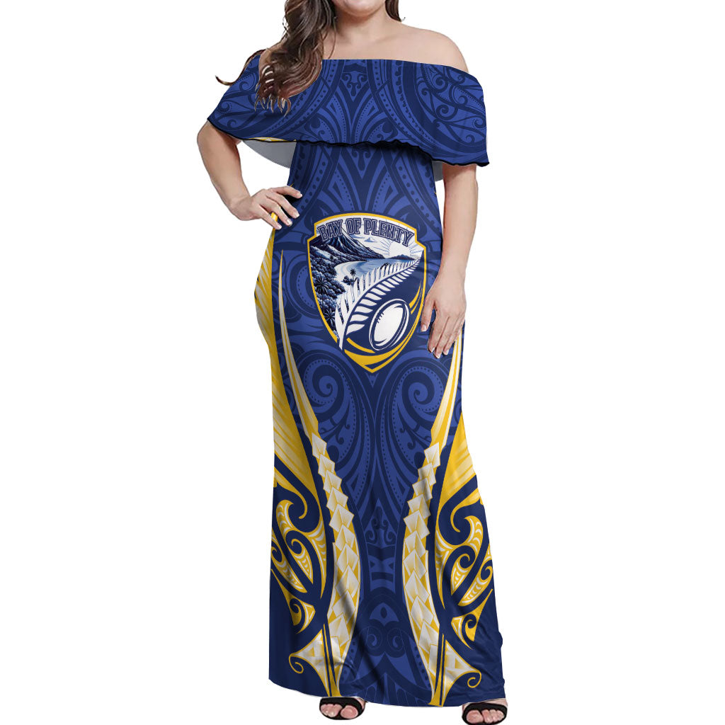 Bay of Plenty 2026 Rugby Custom Off Shoulder Maxi Dress NZ Maori Silver Fern