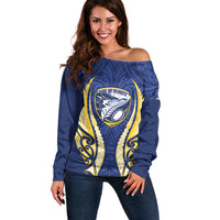 Bay of Plenty 2026 Rugby Custom Off Shoulder Sweater NZ Maori Silver Fern LT14 Women Blue - Polynesian Pride