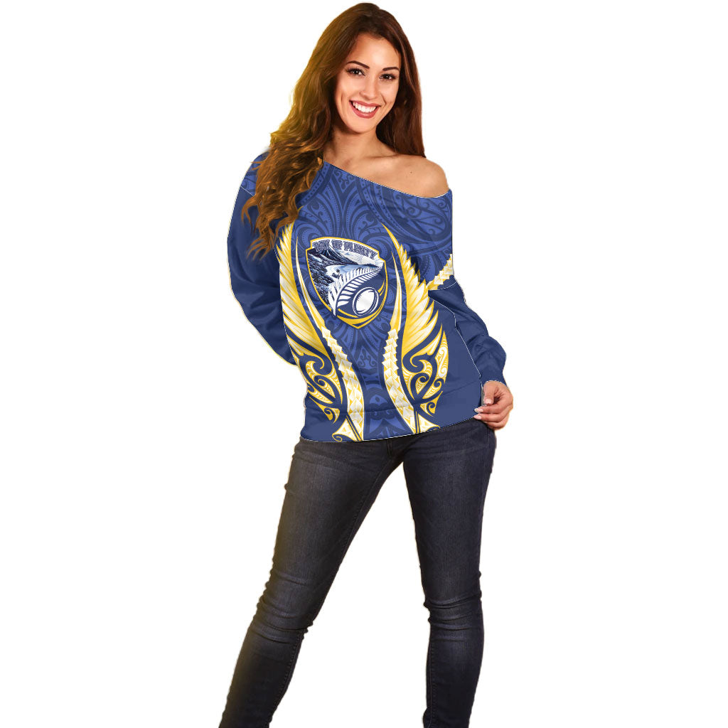 Bay of Plenty 2026 Rugby Custom Off Shoulder Sweater NZ Maori Silver Fern LT14 - Polynesian Pride