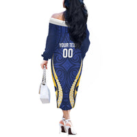 Bay of Plenty 2026 Rugby Custom Off The Shoulder Long Sleeve Dress NZ Maori Silver Fern