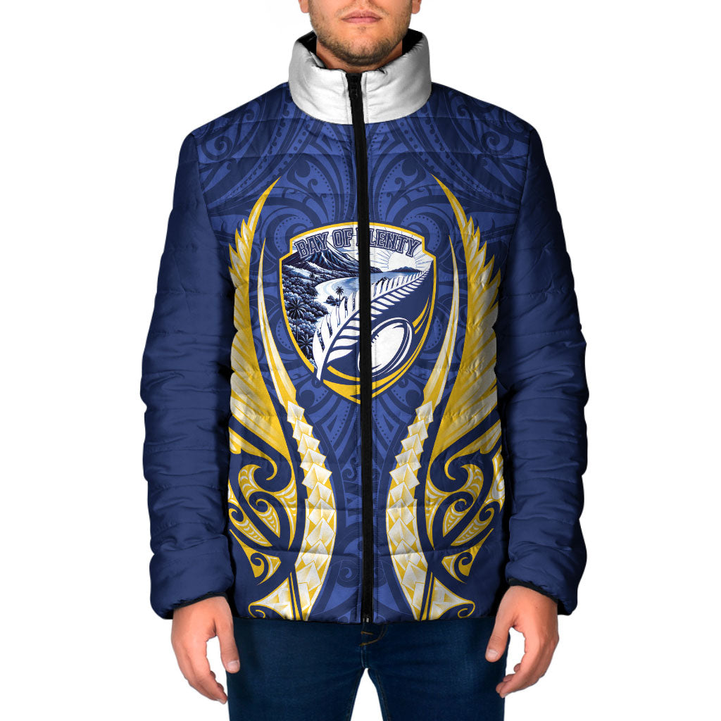 Bay of Plenty 2026 Rugby Custom Padded Jacket NZ Maori Silver Fern LT14 Men Blue - Polynesian Pride
