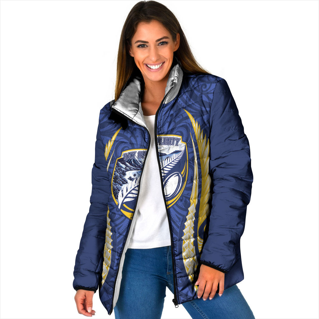 Bay of Plenty 2026 Rugby Custom Padded Jacket NZ Maori Silver Fern LT14 Women Blue - Polynesian Pride