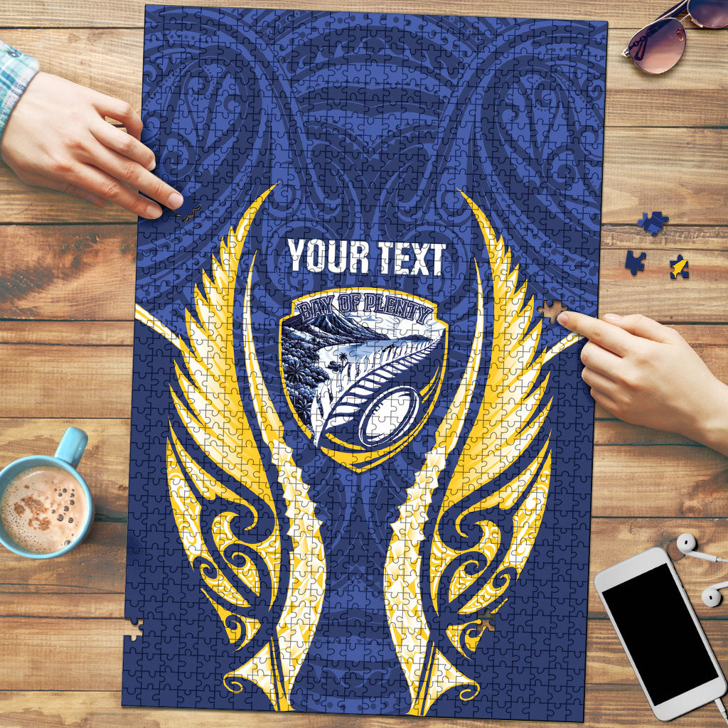 Bay of Plenty 2026 Rugby Custom Puzzle NZ Maori Silver Fern LT14 Blue - Polynesian Pride