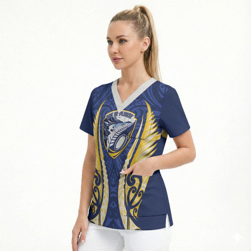 Bay of Plenty 2026 Rugby Custom Scrub Top NZ Maori Silver Fern LT14 - Polynesian Pride