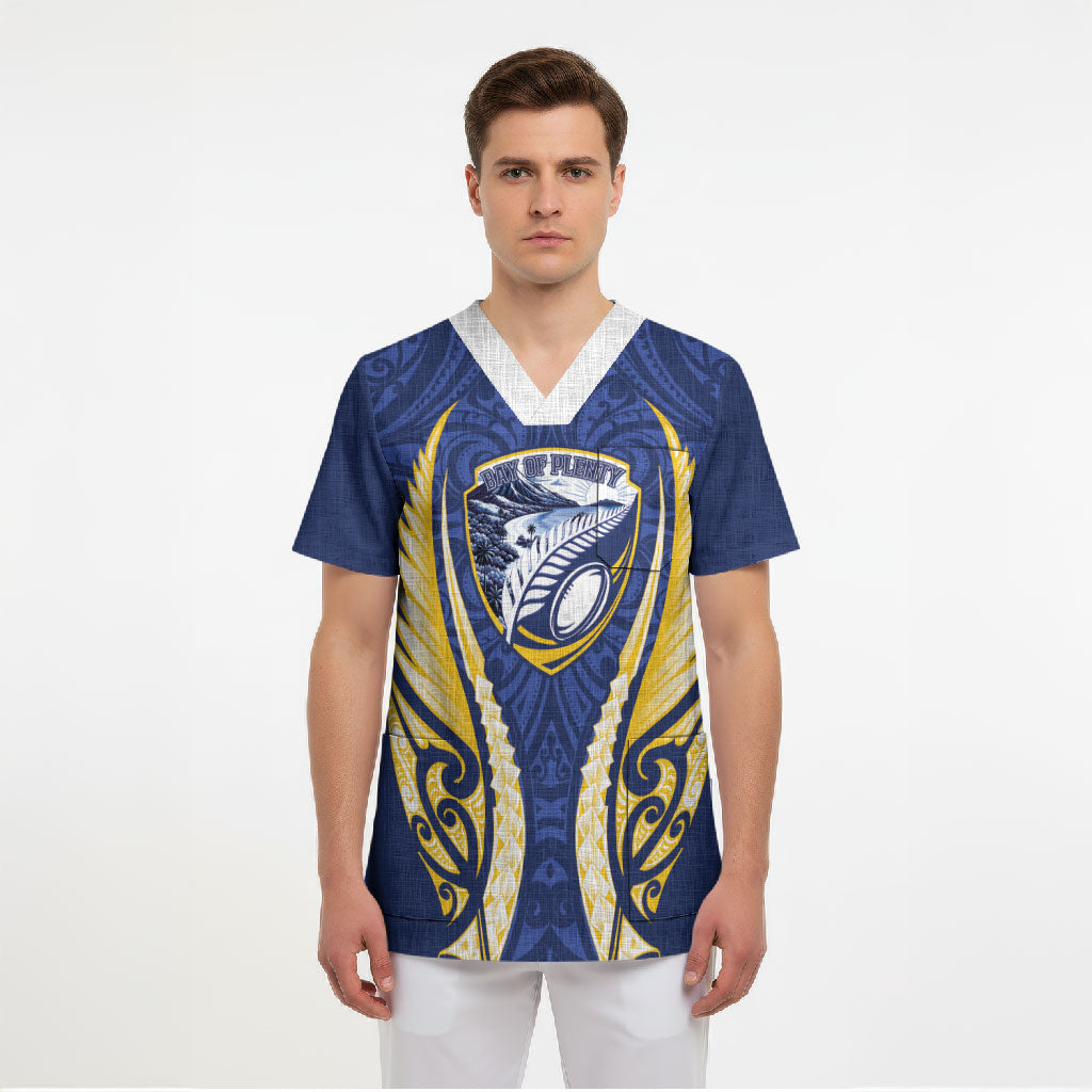 Bay of Plenty 2026 Rugby Custom Scrub Top NZ Maori Silver Fern LT14 - Polynesian Pride