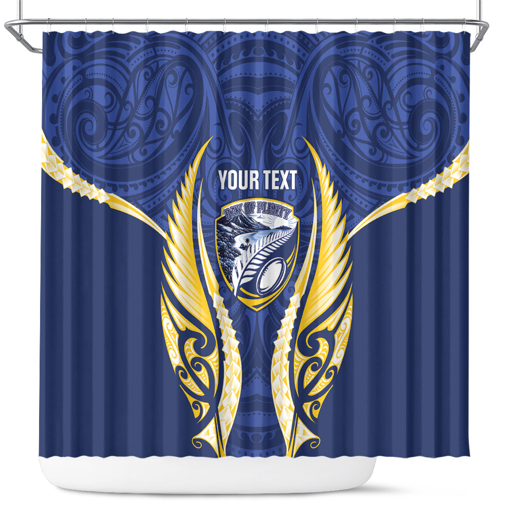 Bay of Plenty 2026 Rugby Custom Shower Curtain NZ Maori Silver Fern LT14 Blue - Polynesian Pride