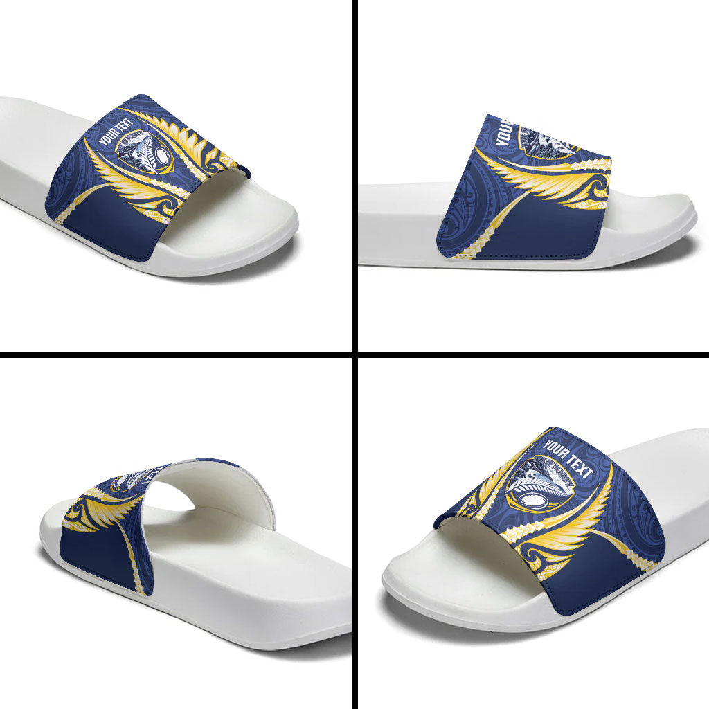 Bay of Plenty 2026 Rugby Custom Slide Sandals NZ Maori Silver Fern LT14 - Polynesian Pride