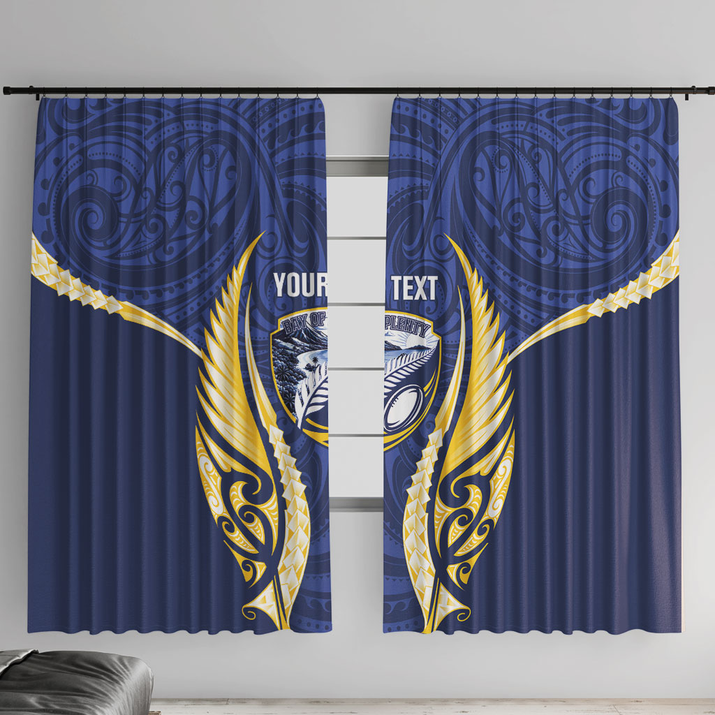Bay of Plenty 2026 Rugby Custom Window Curtain NZ Maori Silver Fern LT14 With Hooks Blue - Polynesian Pride