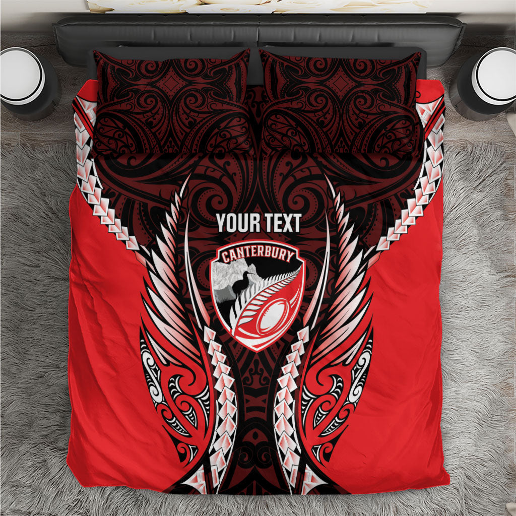 Canterbury 2026 Rugby Custom Bedding Set NZ Maori Silver Fern LT14 Red - Polynesian Pride