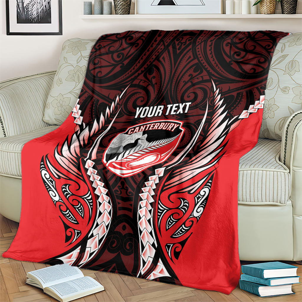 Canterbury 2026 Rugby Custom Blanket NZ Maori Silver Fern