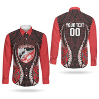 Canterbury 2026 Rugby Custom Couples Matching Off Shoulder Short Dress and Long Sleeve Button Shirt NZ Maori Silver Fern LT14 - Polynesian Pride