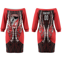 Canterbury 2026 Rugby Custom Couples Matching Off The Shoulder Long Sleeve Dress and Hawaiian Shirt NZ Maori Silver Fern LT14 - Polynesian Pride