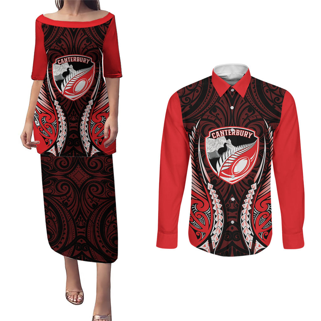 Canterbury 2026 Rugby Custom Couples Matching Puletasi and Long Sleeve Button Shirt NZ Maori Silver Fern
