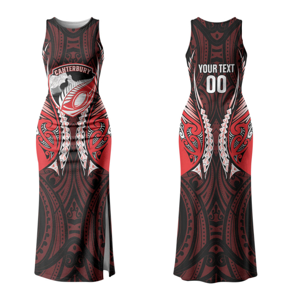 Canterbury 2026 Rugby Custom Couples Matching Tank Maxi Dress and Long Sleeve Button Shirt NZ Maori Silver Fern LT14 - Polynesian Pride