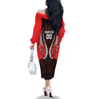 Canterbury 2026 Rugby Custom Family Matching Off The Shoulder Long Sleeve Dress and Hawaiian Shirt NZ Maori Silver Fern LT14 - Polynesian Pride