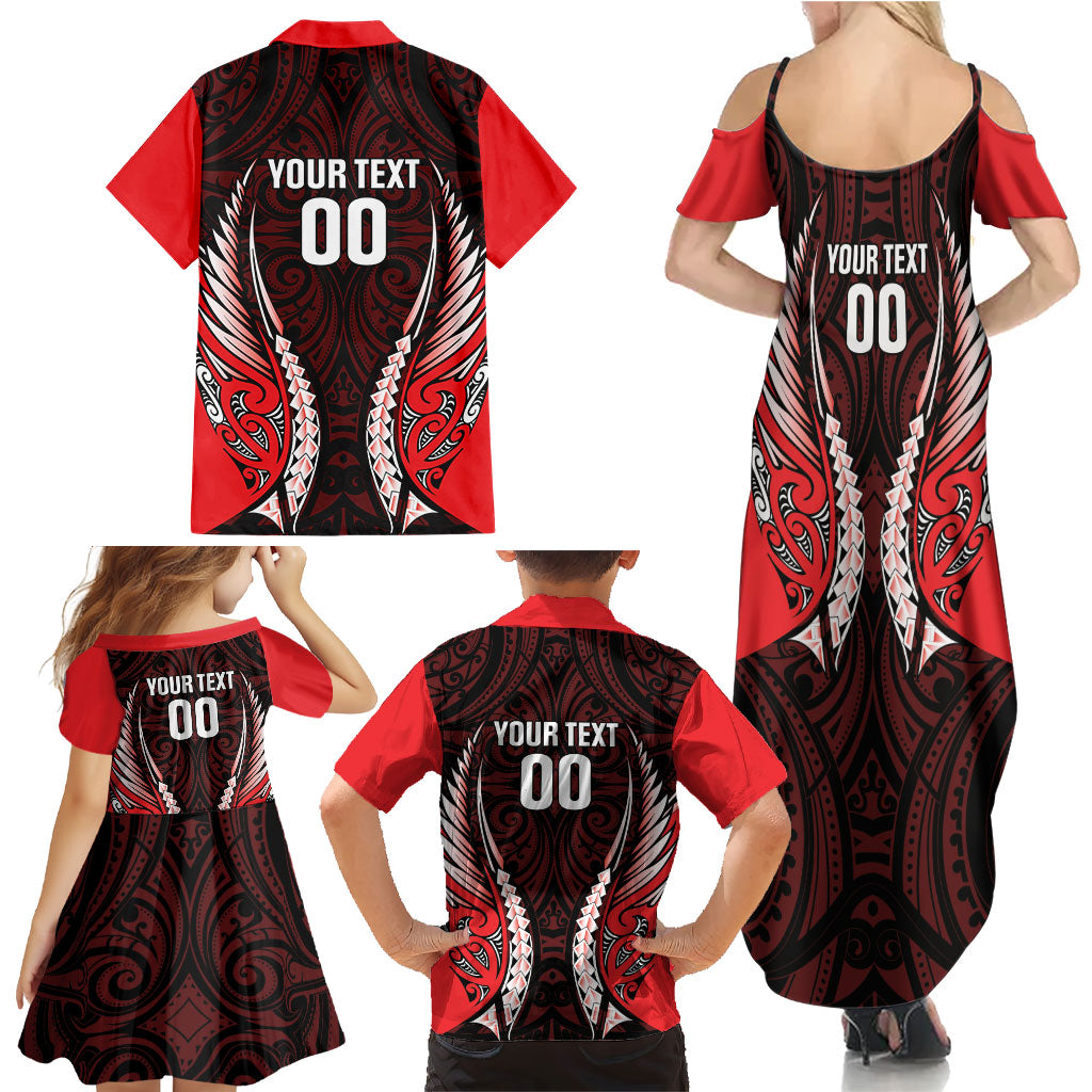 Canterbury 2026 Rugby Custom Family Matching Summer Maxi Dress and Hawaiian Shirt NZ Maori Silver Fern LT14 - Polynesian Pride