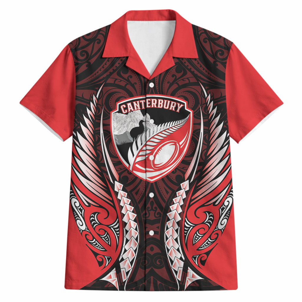 Canterbury 2026 Rugby Custom Hawaiian Shirt NZ Maori Silver Fern LT14 Red - Polynesian Pride