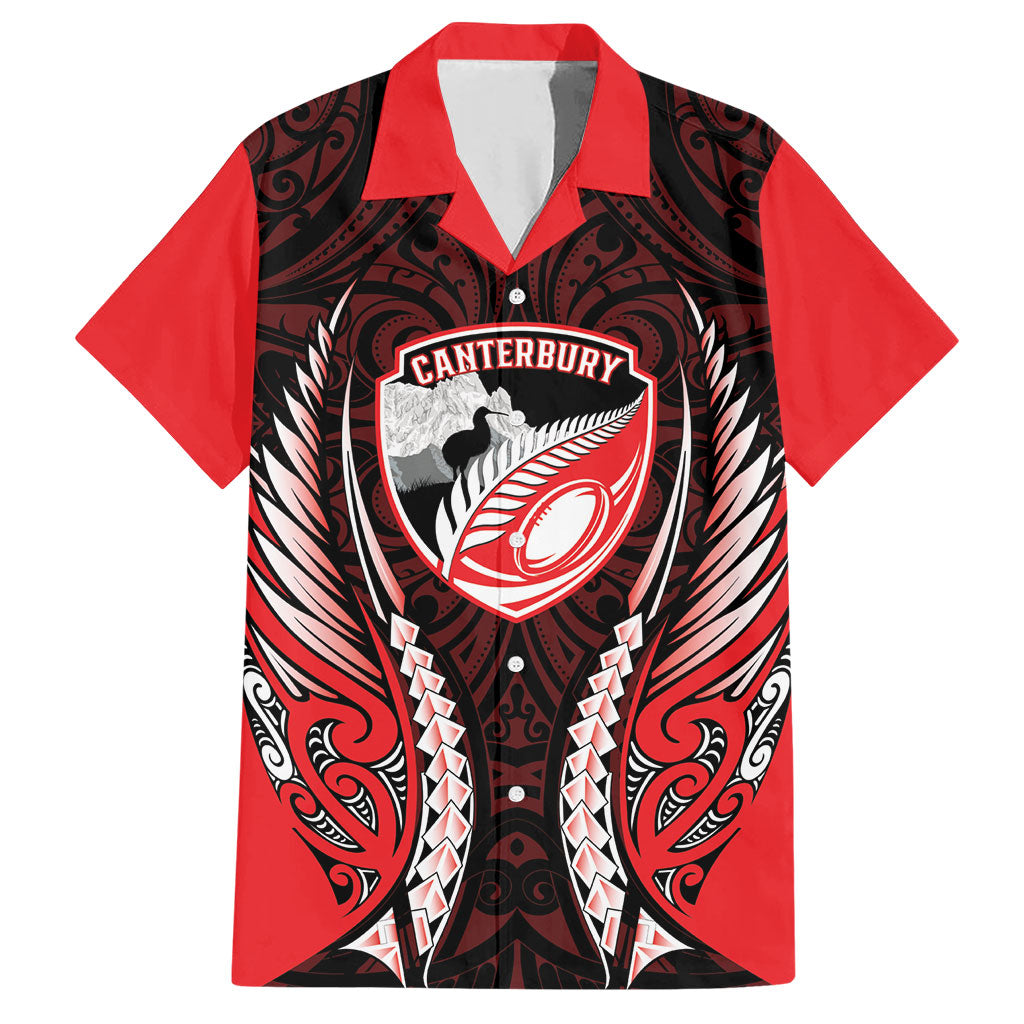 Canterbury 2026 Rugby Custom Hawaiian Shirt NZ Maori Silver Fern LT14 Red - Polynesian Pride