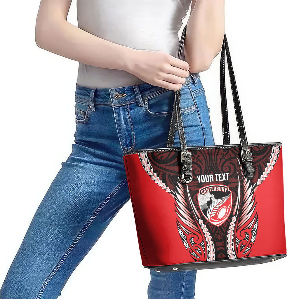 Canterbury 2026 Rugby Custom Leather Tote Bag NZ Maori Silver Fern