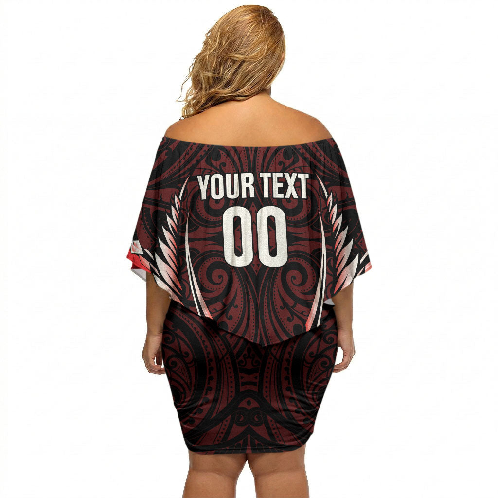 Canterbury 2026 Rugby Custom Off Shoulder Short Dress NZ Maori Silver Fern LT14 - Polynesian Pride