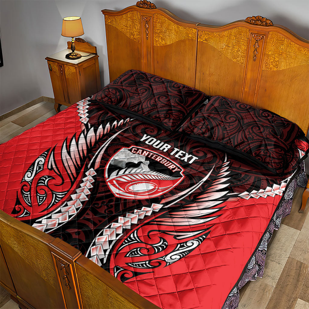 Canterbury 2026 Rugby Custom Quilt Bed Set NZ Maori Silver Fern