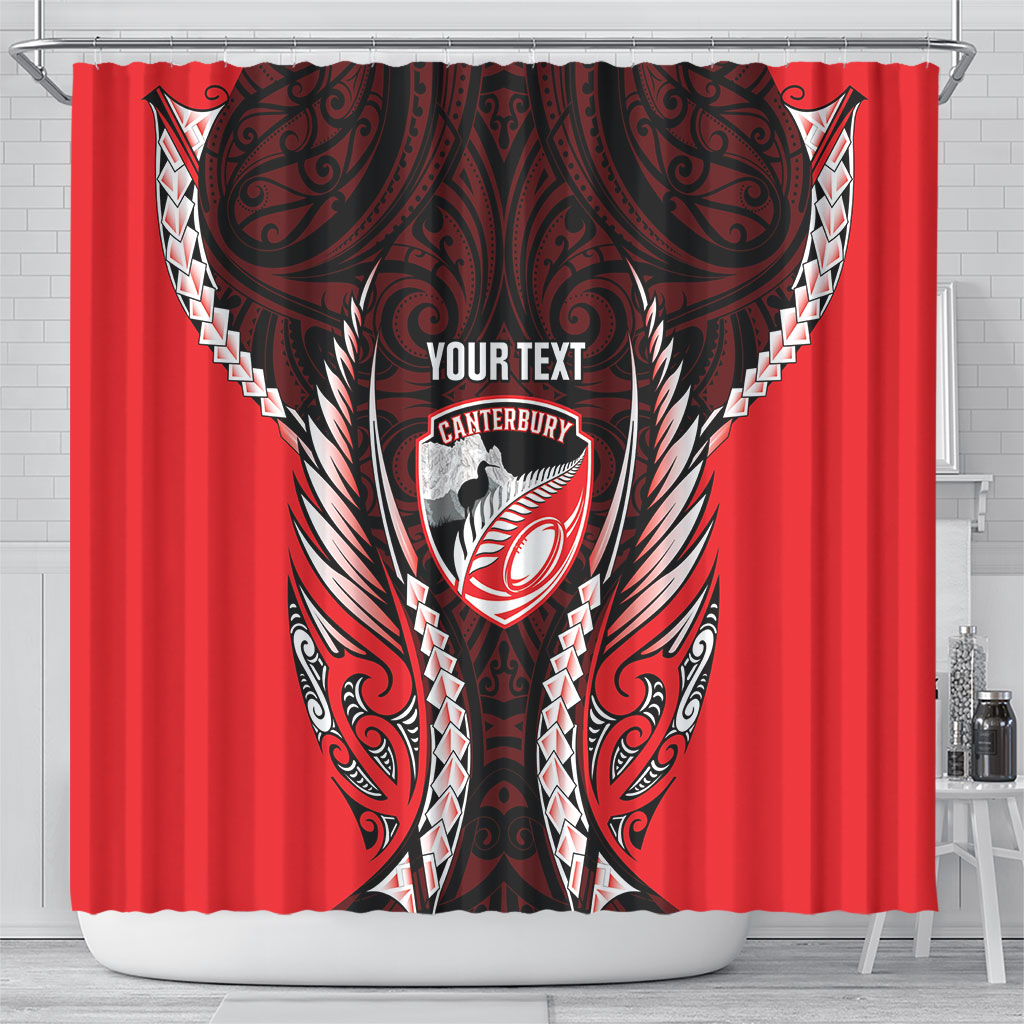 Canterbury 2026 Rugby Custom Shower Curtain NZ Maori Silver Fern LT14 - Polynesian Pride