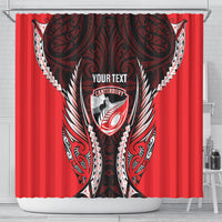 Canterbury 2026 Rugby Custom Shower Curtain NZ Maori Silver Fern LT14 - Polynesian Pride