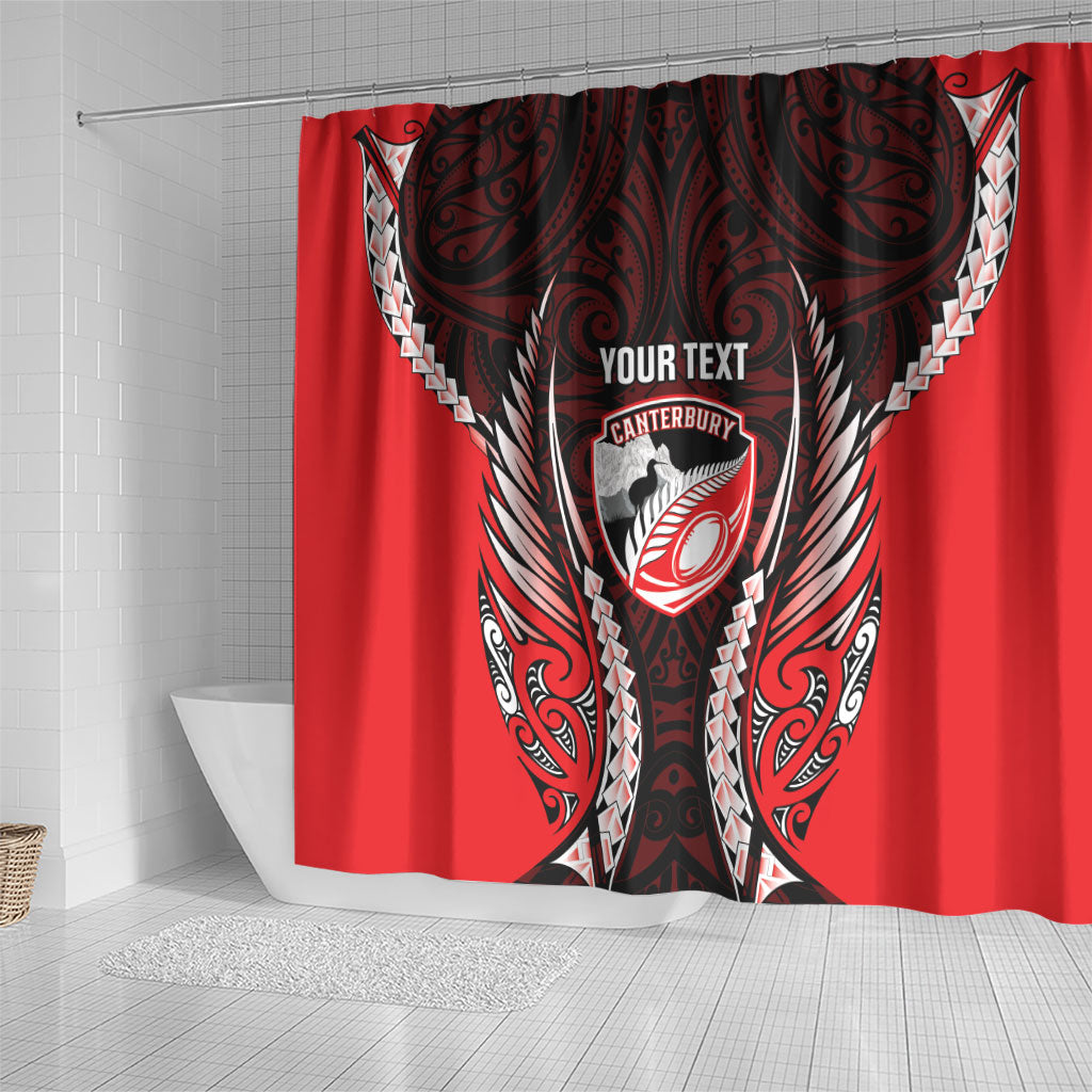 Canterbury 2026 Rugby Custom Shower Curtain NZ Maori Silver Fern LT14 - Polynesian Pride