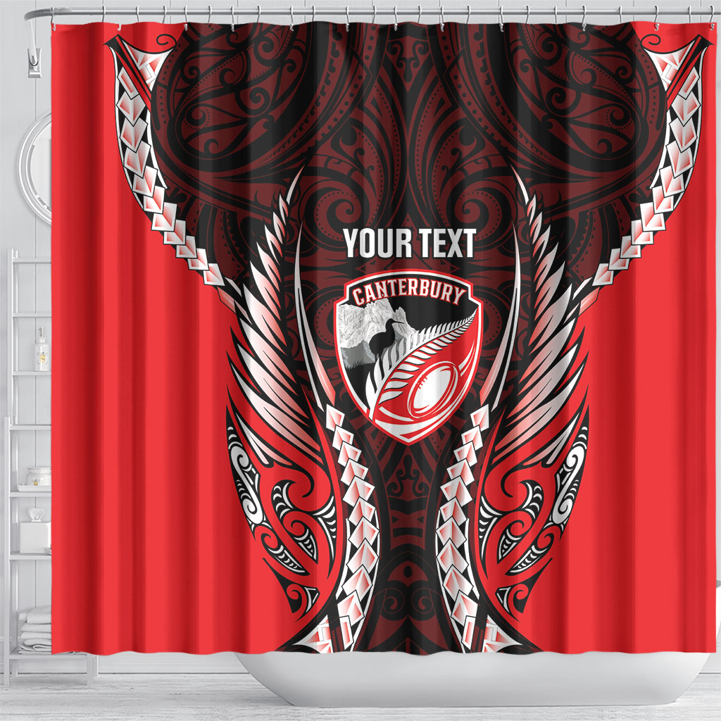 Canterbury 2026 Rugby Custom Shower Curtain NZ Maori Silver Fern LT14 - Polynesian Pride