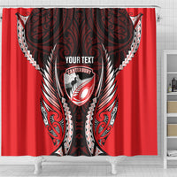 Canterbury 2026 Rugby Custom Shower Curtain NZ Maori Silver Fern LT14 - Polynesian Pride