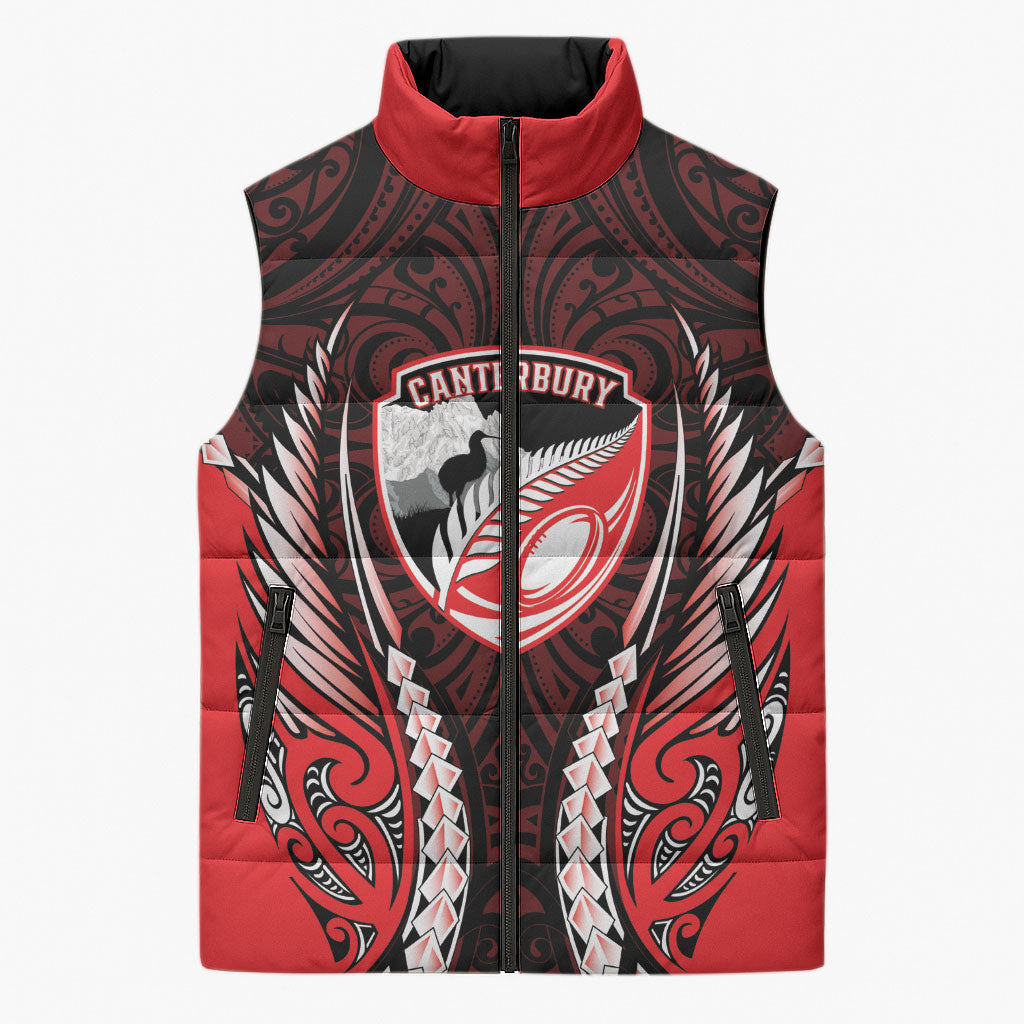 Canterbury 2026 Rugby Custom Sleeveless Puffer Jacket NZ Maori Silver Fern