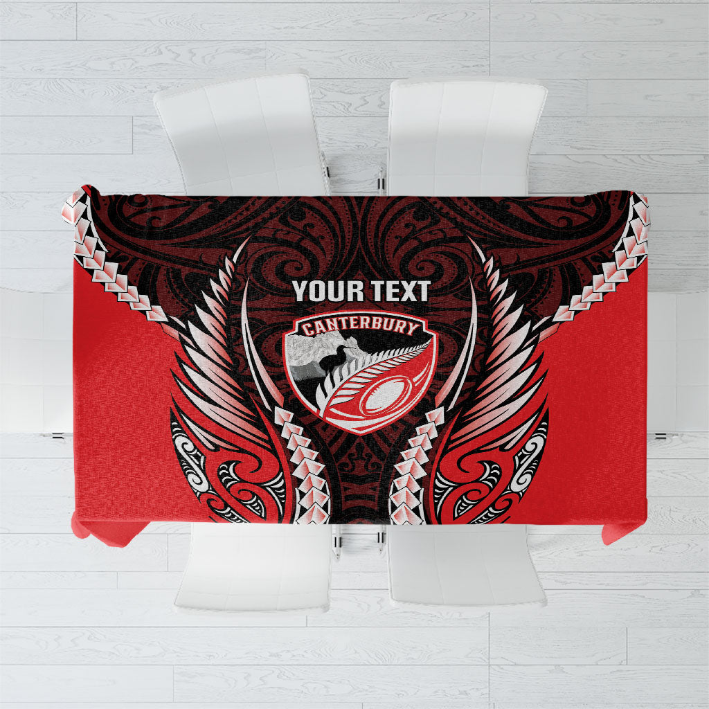 Canterbury 2026 Rugby Custom Tablecloth NZ Maori Silver Fern