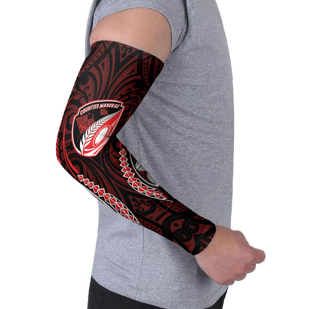 Counties Manukau 2026 Rugby Custom Arm Sleeves NZ Maori Silver Fern LT14 - Polynesian Pride