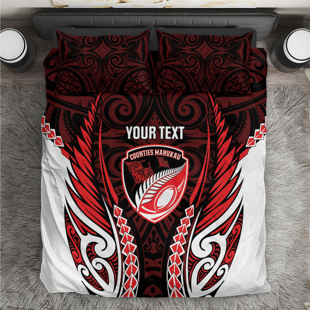 Counties Manukau 2026 Rugby Custom Bedding Set NZ Maori Silver Fern LT14 Red - Polynesian Pride