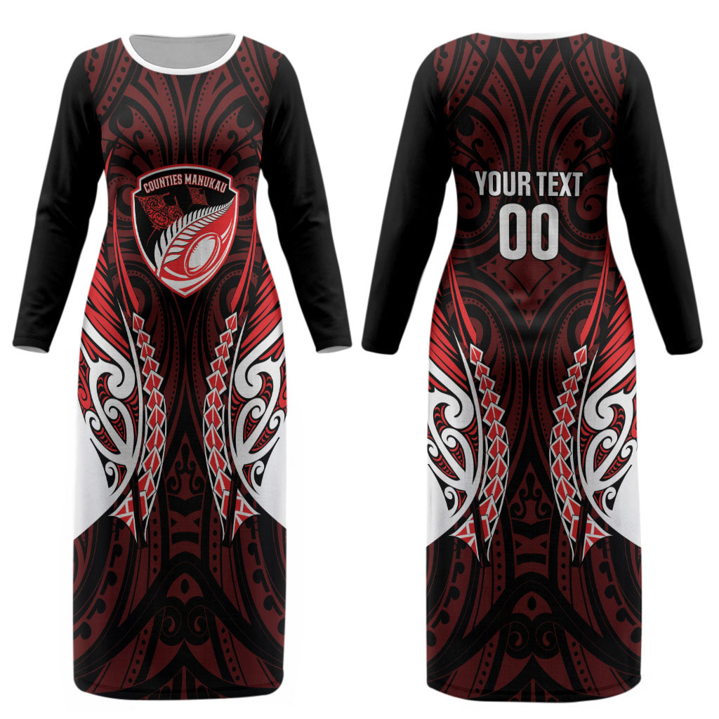 Counties Manukau 2026 Rugby Custom Couples Matching Long Sleeve Bodycon Dress and Long Sleeve Button Shirt NZ Maori Silver Fern LT14 - Polynesian Pride