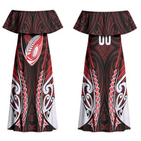 Counties Manukau 2026 Rugby Custom Couples Matching Off Shoulder Maxi Dress and Hawaiian Shirt NZ Maori Silver Fern LT14 - Polynesian Pride