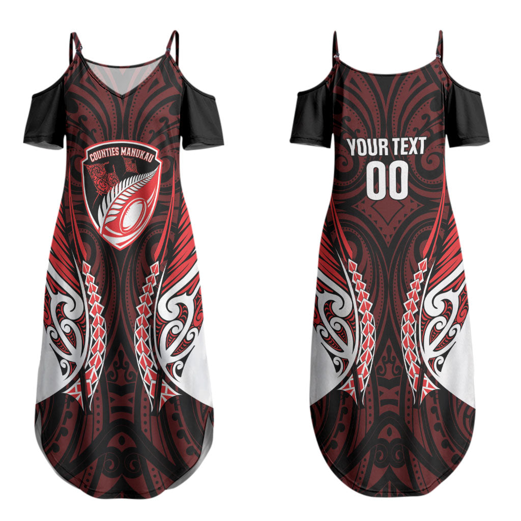 Counties Manukau 2026 Rugby Custom Couples Matching Summer Maxi Dress and Long Sleeve Button Shirt NZ Maori Silver Fern LT14 - Polynesian Pride