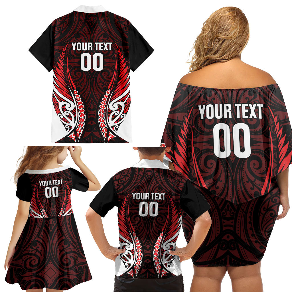 Counties Manukau 2026 Rugby Custom Family Matching Off Shoulder Short Dress and Hawaiian Shirt NZ Maori Silver Fern LT14 - Polynesian Pride