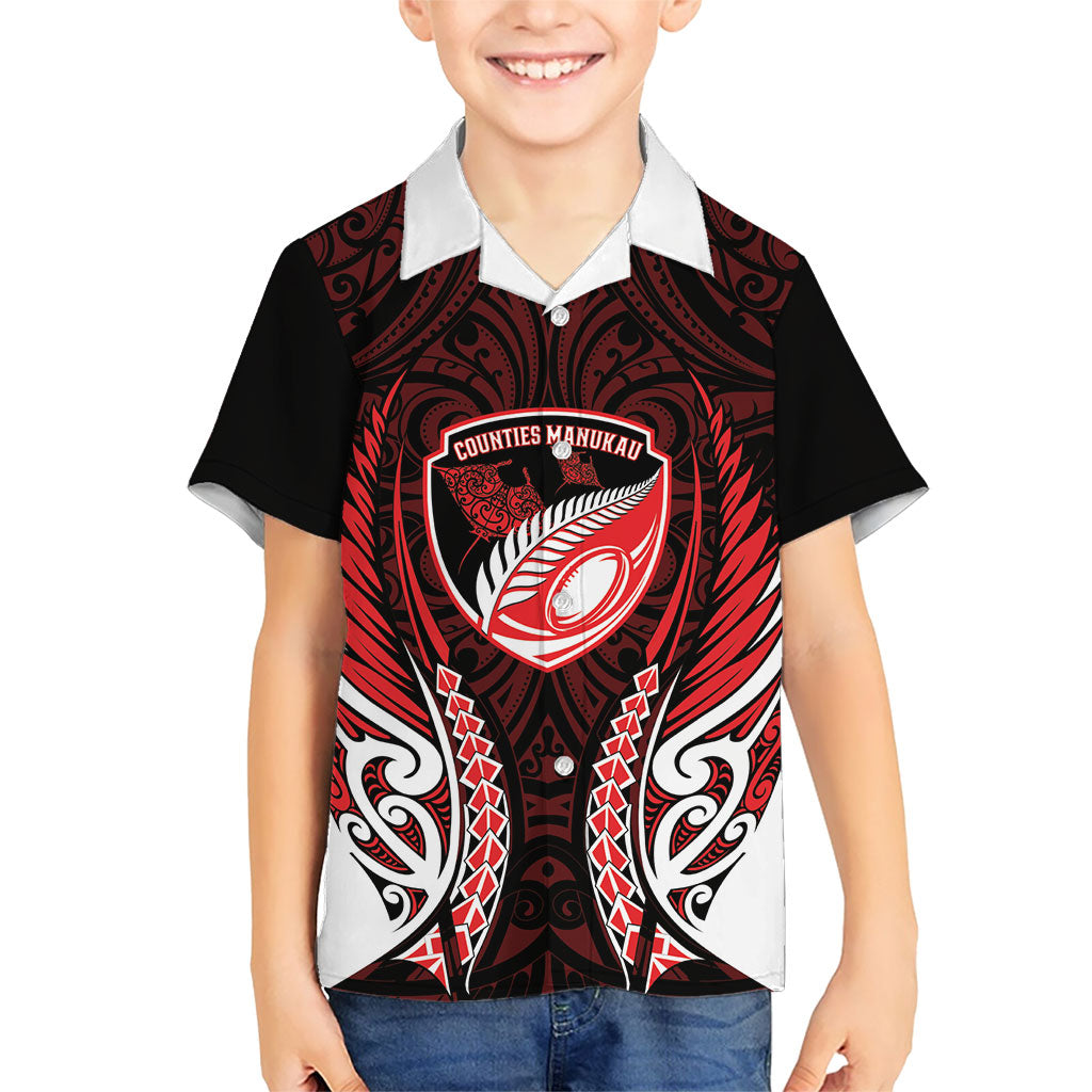 Counties Manukau 2026 Rugby Custom Kid Hawaiian Shirt NZ Maori Silver Fern