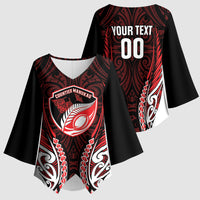 Counties Manukau 2026 Rugby Custom Kimono Sleeve Blouse NZ Maori Silver Fern LT14 - Polynesian Pride