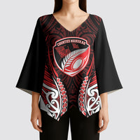 Counties Manukau 2026 Rugby Custom Kimono Sleeve Blouse NZ Maori Silver Fern LT14 - Polynesian Pride