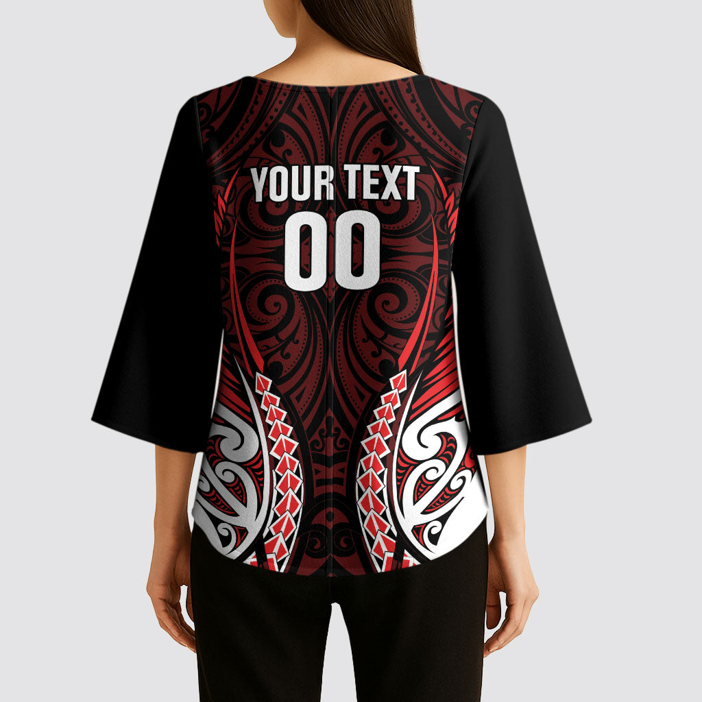 Counties Manukau 2026 Rugby Custom Kimono Sleeve Blouse NZ Maori Silver Fern LT14 - Polynesian Pride