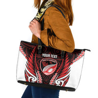 Counties Manukau 2026 Rugby Custom Leather Tote Bag NZ Maori Silver Fern LT14 Red - Polynesian Pride