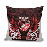 Counties Manukau 2026 Rugby Custom Pillow Cover NZ Maori Silver Fern LT14 Red - Polynesian Pride