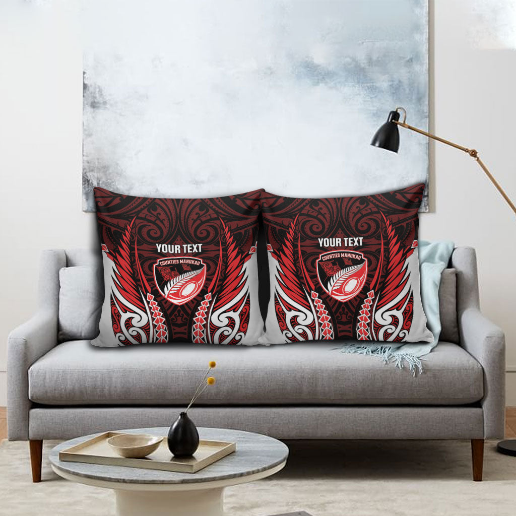 Counties Manukau 2026 Rugby Custom Pillow Cover NZ Maori Silver Fern LT14 - Polynesian Pride